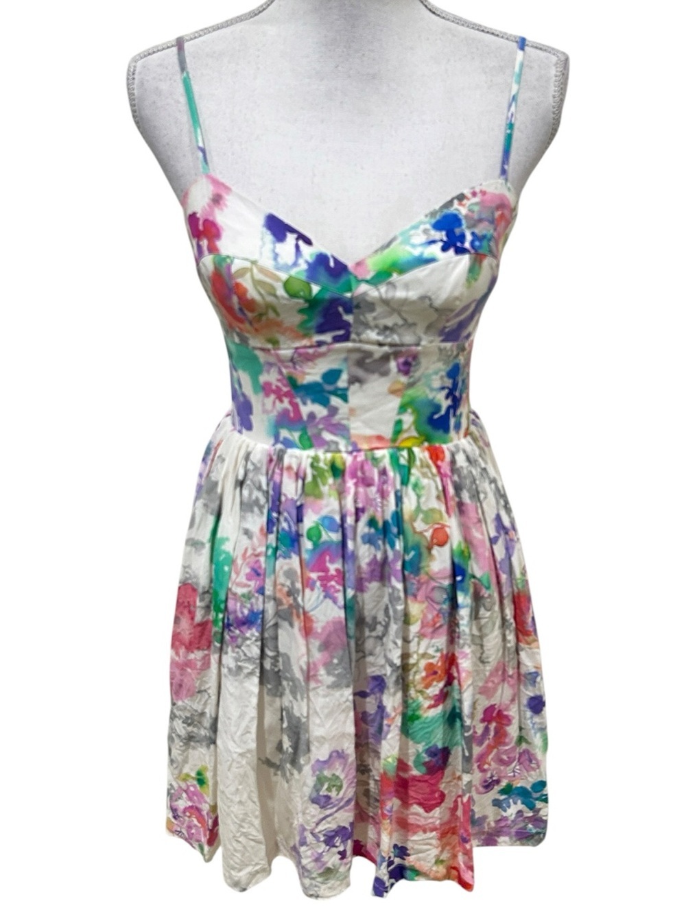 Amanda Uprichard White Multicolor Floral fit & flare Mini Dress corset top small